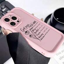 Flower & Letter Pattern Smartphone Case, Anti-Drop Phone Protector Cover, Phone Accessory For  17 Pro Case  16 Pro Max Case 15 14 13 12 11 &  S25 S24 S23 Ultra - Pink - View 3