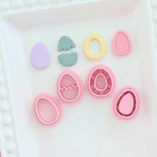 1/4Pcs Kawaii Multi-Shape Easter Egg Polymer Clay Cutters – Sweet Holiday Theme Craft Tools For DIY Earrings Jewelry Charms - Pink - View 2