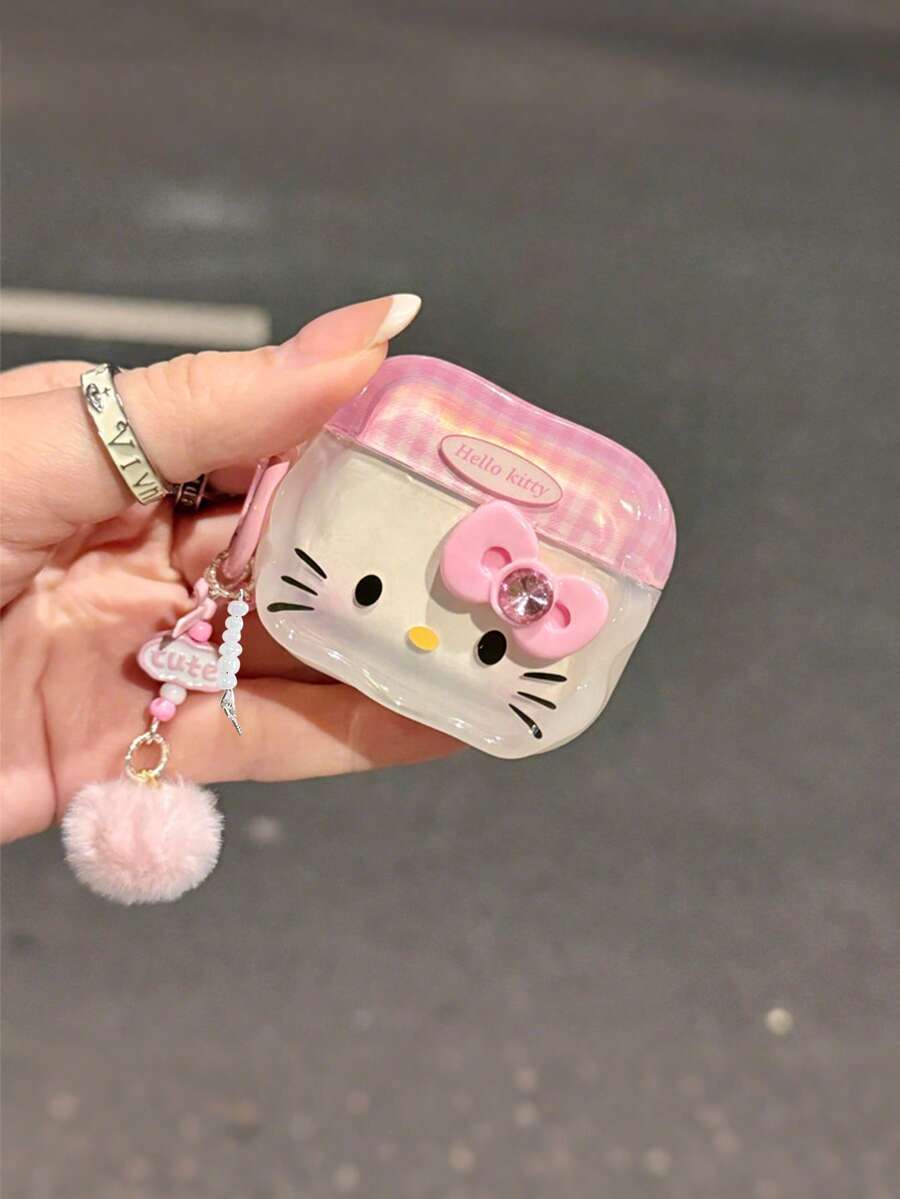 Sanrio Cute Shy Big Face Cartoon Cat Shaped Earphone Case, Compatible With Apple 1/2/3/4/Pro/Pro2(Nd)/Pro(3rd)