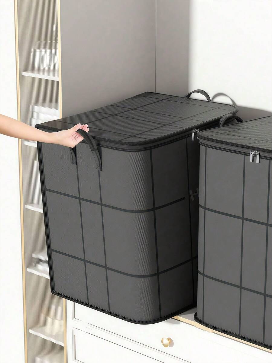 1pc Foldable Large Capacity Storage Bag, Suitable For Clothes, Household Items, Multi-Functional, Can Be Used As Clothing, Quilt, Dust Bag, Also Suitable For Dorms, With Reinforced Handle, Suitable For Moving, Back To School, Home, Essential Bedroom Item