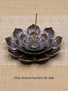 2pcs Vintage Lotus Incense Burner/Holder, Elegant And Compact Design, Suitable For Living Room, Bedroom And Other Spaces - Bronze - View 15