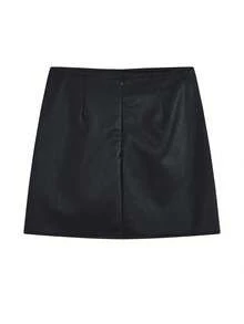 2024 Autumn New Pleated Mini Skirt, High Waist A-Line Skirt For Women - Black - View 5