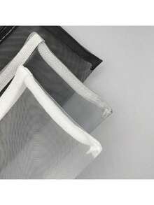 透明网状笔袋；简约风格纱布文具收纳袋；办公学校用品，玩具收纳袋，返校，学校用品，铅笔盒，铅笔袋，书包 - 彩色 - 查看 8