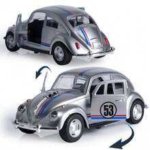 复古合金车模型，1:32比例，经典压铸模型车，适合摆放在卧室、书桌或办公室，可收藏，车门可打开，内饰可见，是生日、父亲节或节日派对的理想礼物。 - 彩色 - 查看 1