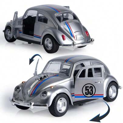 复古合金车模型，1:32比例，经典压铸模型车，适合摆放在卧室、书桌或办公室，可收藏，车门可打开，内饰可见，是生日、父亲节或节日派对的理想礼物。