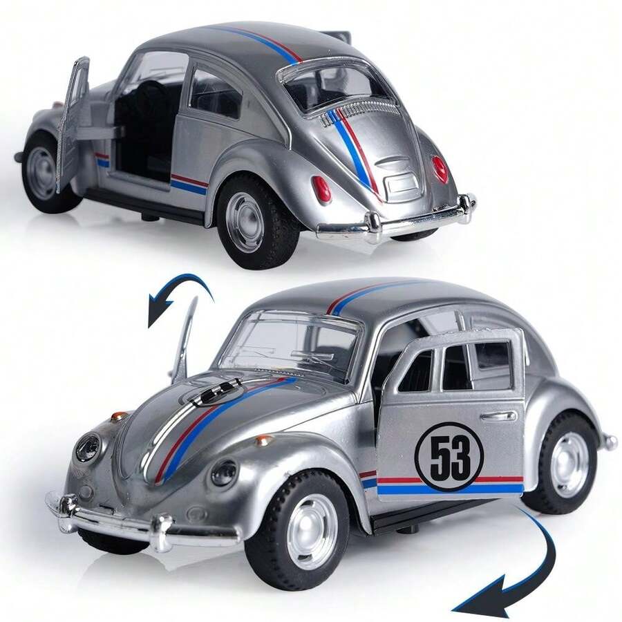 复古合金车模型，1:32比例，经典压铸模型车，适合摆放在卧室、书桌或办公室，可收藏，车门可打开，内饰可见，是生日、父亲节或节日派对的理想礼物。 - 彩色 - 查看 1