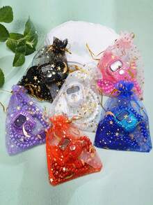 6*99pcs Rhinestone Candy Bag Counter & Pearl Rosary Set Combo - Multicolor - View 1