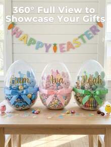 11.8 Inch Large Transparent Fillable Easter Eggs, Giant Hollow Plastic Eggs Suitable For Easter Egg Hunt, 1pc Large Transparent Plastic Gift Box Container For Toys And Candies, DIY Personalized Easter Basket Alternative, Suitable For Party Favors, Candies, Basket Fillers, Party Supplies - Multicolor - View 5