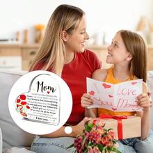 1pc "Dear Mom I Love You" Heart Acrylic Plaque, Meaningful Letter Gift From Daughter & Son, Sentimental Mother's Day Keepsake - Multicolor - View 4