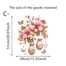Bộ 3 miếng dán cửa sổ hình trứng Phục Sinh họa tiết dây leo hoa mùa xuân, decal PVC dán tĩnh điện tái sử dụng, trang trí lãng mạn cho phòng ngủ, cửa kính trượt, quà tặng tiệc tùng ngày lễ. - Nhiều màu - Xem 10