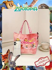 Disney 官方授权《疯狂动物城》图案时尚手提包，单件装，休闲多功能单肩包，轻便可调节肩带，斜挎包，适合儿童/女孩/青少年/学生日常/外出/购物/上学/情人节使用。 - 彩色 - 查看 4