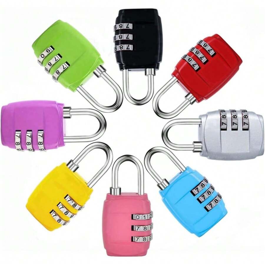 7 Colors Digit Password Lock Combination Suitcase Luggage Metal Code Password Locks Padlock Travel Anti-Theft Color Locks Nice 3 Digit Dial Combination Code Number Lock Padlock For Luggage Zipper Bag Backpack Handbag Suitcase Drawer Durable Locks - MultiWarna - View 1