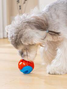 Pet Treat Dispensing Ball For Dogs Cats - Chew Resistant Squeaky Dual Color Bouncy Toy, Boredom Relief, Ideal For Puppy Kitten Owners - Multicolor - View 12