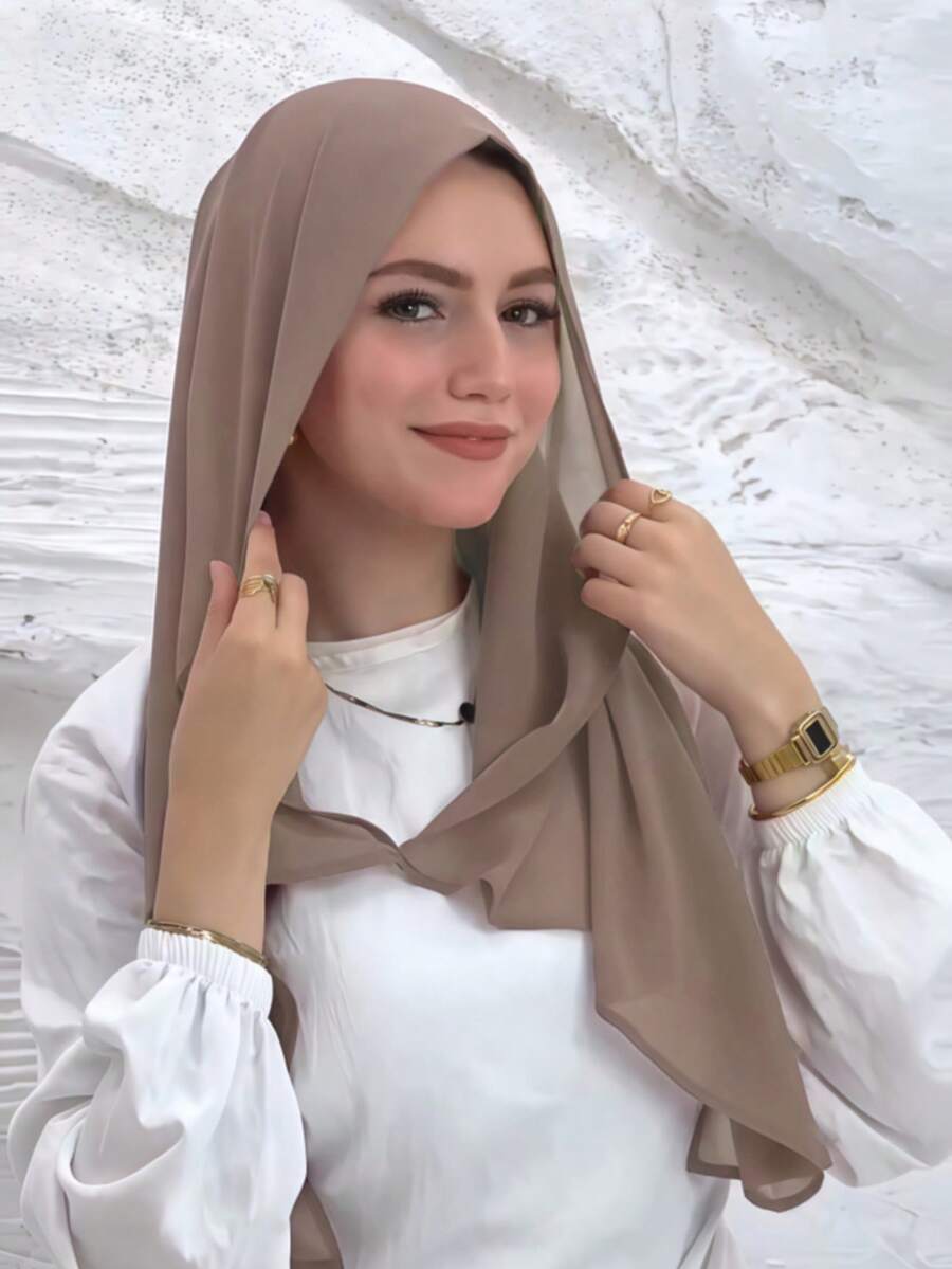 1件装女士经典纯色头巾，预缝制环绕式围巾头巾，可调节多功能雪纺头巾，舒适柔软面料，适合日常佩戴、运动、瑜伽