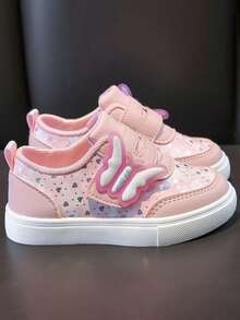 1 Pair Girls' Lightweight Cute Shoes, Children's Casual Comfortable Soft-Sole Versatile Leather Sneakers - Pink - View 4