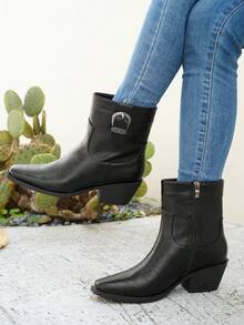 Giày bốt cao bồi nữ kiểu phương Tây mới, mang phong cách châu Âu và Mỹ, với họa tiết thêu truyền thống, kiểu dáng thoải mái, mũi vuông, gót thấp, đế chống trượt, chống mài mòn và không gây mỏi, phù hợp cho các bữa tiệc cao bồi và thời trang đường phố trong các lễ hội hàng ngày. - màu đen - Xem 8