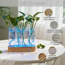 Plant Propagation Station With LED Grow Light Glass Hydroponic Vase For Indoor Plants Desk Home Decor Versatile Color Options For Optimal Growth - RGBIC - View 5