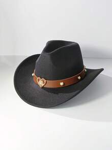 1pc Women's Western Cowboy Hat With Cow Headband, Exquisite Workmanship, Outdoor Riding, Hiking, Driving, Party, Cowboy Accessories - Multicolor - View 11