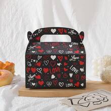 情人节爱心礼盒，精美礼品袋，可装项链、戒指、耳环、手镯等珠宝首饰。是送给爱人的理想礼物。情人节礼盒、畅销糖果、烘焙饼干、爱心手提包礼盒、婚礼、派对、聚会礼盒 - 彩色 - 查看 7