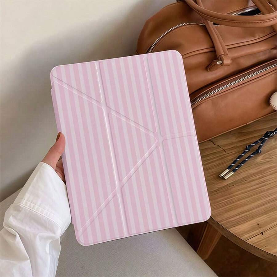 极简Y型可折叠亚克力透明水晶保护壳，兼容iPad Mini 6/7/9.7/10.2/10.5/10.9/12.9/13/Pro 11（第十代），支持多角度调节、6种支架摆放模式、内置笔槽、透明后盖、防摔保护、自动唤醒/睡眠