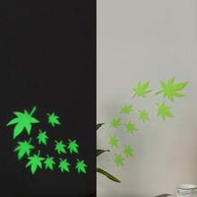 10pcs/Set Glow In The Dark Maple Leaf Pattern Wall Sticker, Green Self Adhesive Wall Art Sticker For Home Decor,Stickers,Wall Decal, Vinyl Decal For Home Decorations,Spring Decoration Items Refresh Your Home,Rama Decoration Stickers,Wall Decor,Stickers,Wall Stickers,Room Decor,Home Decor Back To School School Supplies - 彩色 - 查看 4