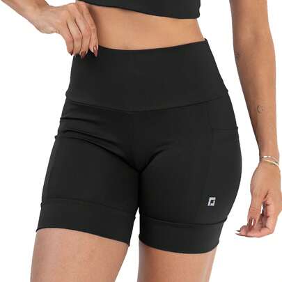 Ciclico Esportes Short Academia Feminino Com Bolsos Zero Transparência