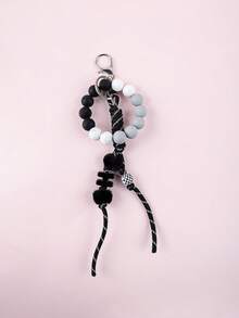 1pc Customized Macaron Silicone Beaded Keychain, Braided Rope Lanyard, Girly Portable Key Chain, Phone Strap, Car Pendant, Customized With 1 English Letter, Customized Birthday Gift - Silicone Beaded Keychain - View 21