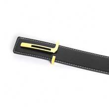 ECHAIN 1条男士经典金/银T型扣设计柔软PU皮革腰带，37毫米宽，情人节/父亲节礼物 - 彩色 - 查看 53