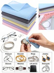 6色珠宝抛光布，超柔软面料，适用于清洁金、银、铂金首饰