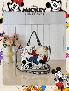 Disney Official Licensed 1 Pc Printed Cartoon Candy Bag Women's Tote Bag & Cute Cartoon Handheld Bag For Daily Use, Casual Canvas Shoulder Bag For Easy Carry – For Women/Girls For Shopping/Daily Use /Fashion Accessories - Beige - View 3