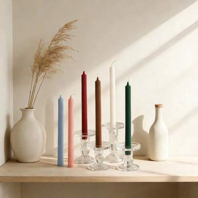 2pcs Striped Tall Candles, 9.84 Inch Length, Smokeless Soy Wax Candles, Suitable For Home Decor, Party, Dining Table Decor, Holiday Gift, Dinner, Banquet/Party, Relaxation/Meditation, Creating Romantic Atmosphere, Wedding Decor, Wedding Gift, Holiday Decor, Winter Gift, Gift For Her (Candle Holders Not Included)