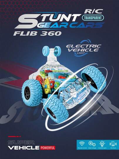 מכונית חשמלית מסתובבת עם שלט רחוק 2.4G 4 כיוונים - מכונית שלט רחוק אלחוטית לילדים - מכונית פעלולים מגניבה מסתובבת - מכונית צעצוע מסתובבת 360 מעלות עם אורות - מתנה לבנים, חזרה לבית הספר