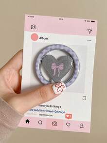 1pc Glitter Wing Folding Stand, Premium Metal Heart Shaped Magsafe Magnetic Phone Holder, Cute Magnetic Phone Stand, Portable Cartoon Phone Folding Stand - Multicolor - View 3