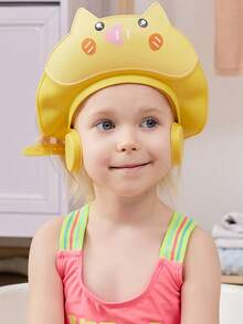 1pc Baby Waterproof Shower Cap, Adjustable Soft Rubber Ear Protection Children Bath Hat, Prevents Water From Getting Into Eyes And Nose During Baby Shower - Multicolor - View 3