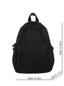 轻便便携式小型灯芯绒纯色背包适合青少年男孩和女孩，工作，通勤，返回学校，书包，便携式，笔记本电脑隔层，大容量大学，中学，高中，户外，旅行，郊游，小学，办公室，返校包，背包学校，返校包，防水，经典休闲，适合少女女大学生，非常适合返校，开学第一天，中学，高中