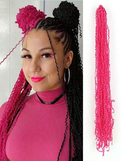 Tóc giả móc sợi kiểu hộp, tóc nối tổng hợp màu nâu hồng nguyên chất.