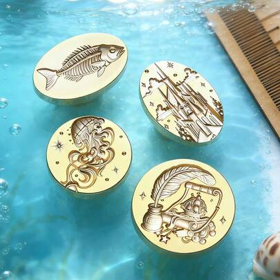 1 Pc, Navigation Series Wax Seal Head, Detachable Brass Head, Suitable For Invitation Letters, Hand Books, Letter Paper, Home Decoration, Souvenirs, Handmade Creations, Art Supplies, No Wax