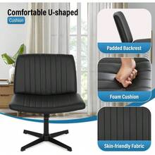 The Criss Cross Chair, Modern Adjustable Height Vanity Chair, Armless Cross Legs Comfortable Office Chair, Swivel Fabric Computer Task Chair,Home Office Desk Chairs,Black - màu đen - Xem 6