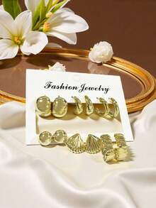 12pcs/Set Casual Valentine's Day Metal Punk Minimalist Style Earring Set, Gift For Women