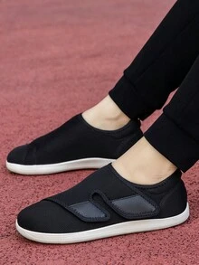 Casual Sports Adjustable Hook And Loop Wide Fit Shoes For Men, Breathable Fabric, Comfortable & Lightweight, Suitable For Middle-Aged And Elderly With Swollen Feet, Outdoor Barefoot Hiking Shoes - Black - View 4