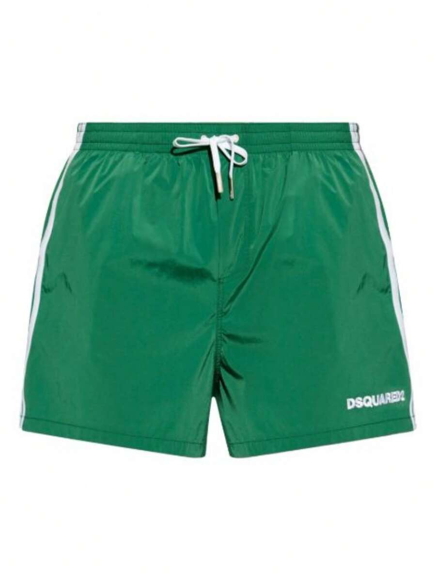 Classic Branded Shorts With Solid Color & Side Stripe Design - Multicolor - View 1