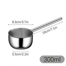 1pc Mini Butter Heating Pot, Milk Pot With Long Handled Flat Bottomed Pan, Butter Melting Pot, Used For Chocolate, Candy, Coffee And Tea Soup, 300ML, Silver - Multicolor - View 6