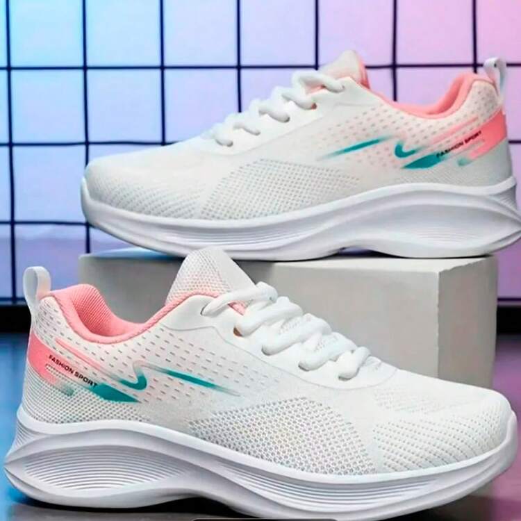 TENIS LEVE CONFORTAVEL ACADEMIA BRANCO PRETO CASUAL DIA A DIA - BRANCO - Visão 3