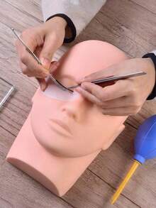 1pc Eyelash Extension Training Mannequin Head - Eyelash Extension Practice Model - Beauty Massage Training Head - Makeup Eyebrow Microblading Dummy Head - Soft Silicone Material - Eyelash Extension Tools - Multicolor - View 2