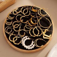 24pcs/Set Women's Gold Geometric Earring Set, Random Delivery