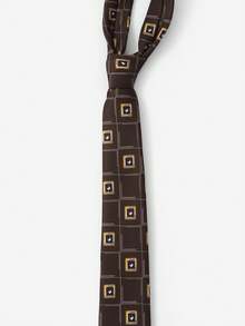 1pc Plaid Printed Necktie, Casual Business Party Accessory Suitable For Various Occasions - Violet Purple - View 3