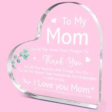 1pc "Dear Mom I Love You" Heart Acrylic Plaque, Meaningful Letter Gift From Daughter & Son, Sentimental Mother's Day Keepsake - Multicolor - View 42
