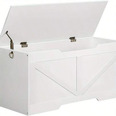 Boîte, Banc Avec Espace de Rangement, Boîte de Rangement Avec Couvercle, Banc de Poitrine, Boîte de Rangement, 2 Anneaux, 100 Cm, Robuste, Stable, Pour Chambre À Coucher, Couloir, Salon, Marron Foncé