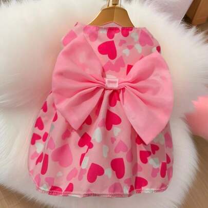 ملابس كلاب لعيد الحب، فستان صدرية من التول مع فيونكة للربيع/الخريف للكلاب الصغيرة، بودل، تيدي، جرو، مانع للتساقط، فستان أميرة جميل للسلالات الصغيرة/الميني