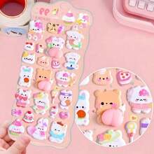 1pc Cute Animal Soft Sticker, Stress Relief Sticker For Office Workers, DIY Scrapbook Phone Case Sticker, Adorable 3D Sticker - Multicolor - View 11